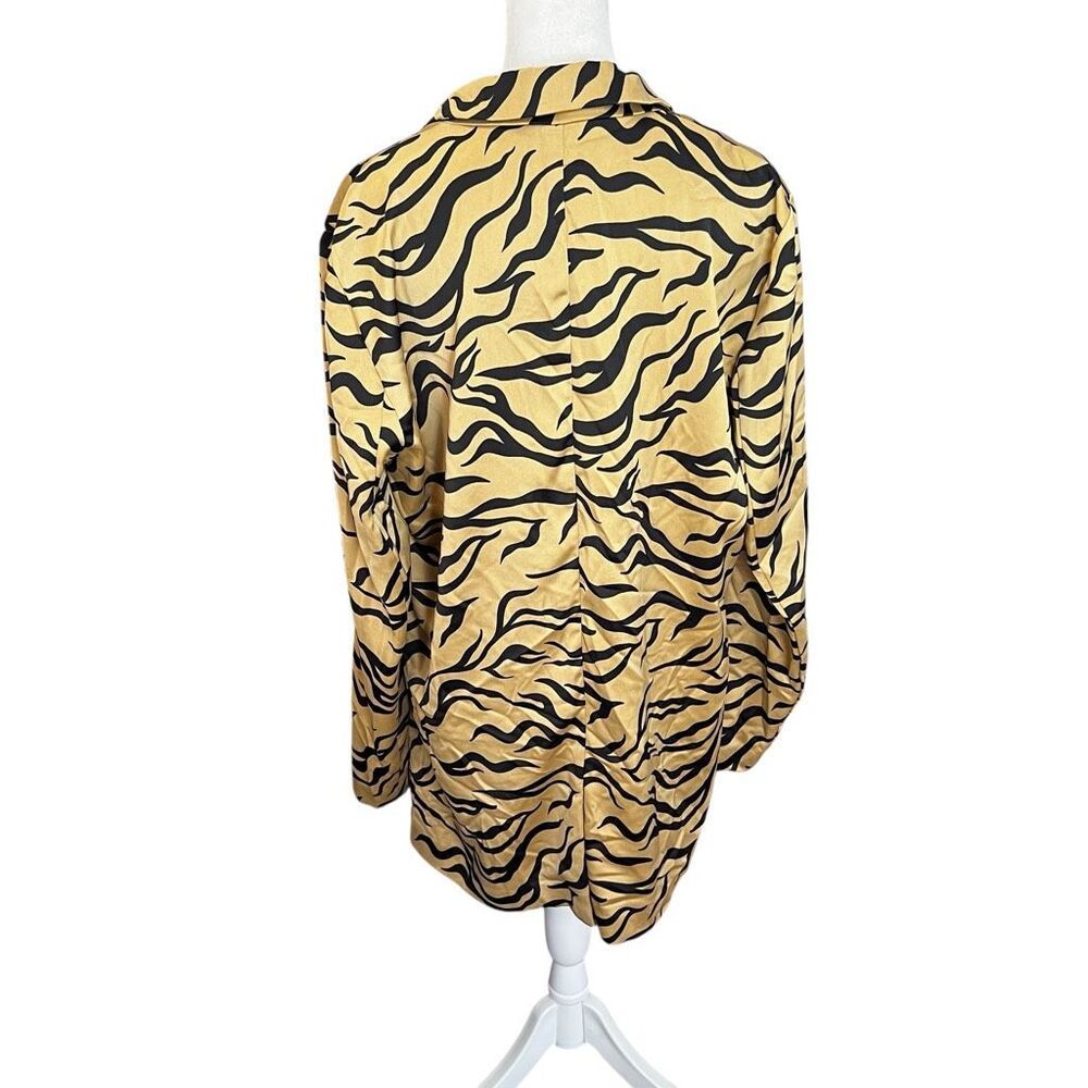 Scotch & Soda Amsterdam Animal Print Satin Blazer Gold Black Size L - Picture 4 of 10